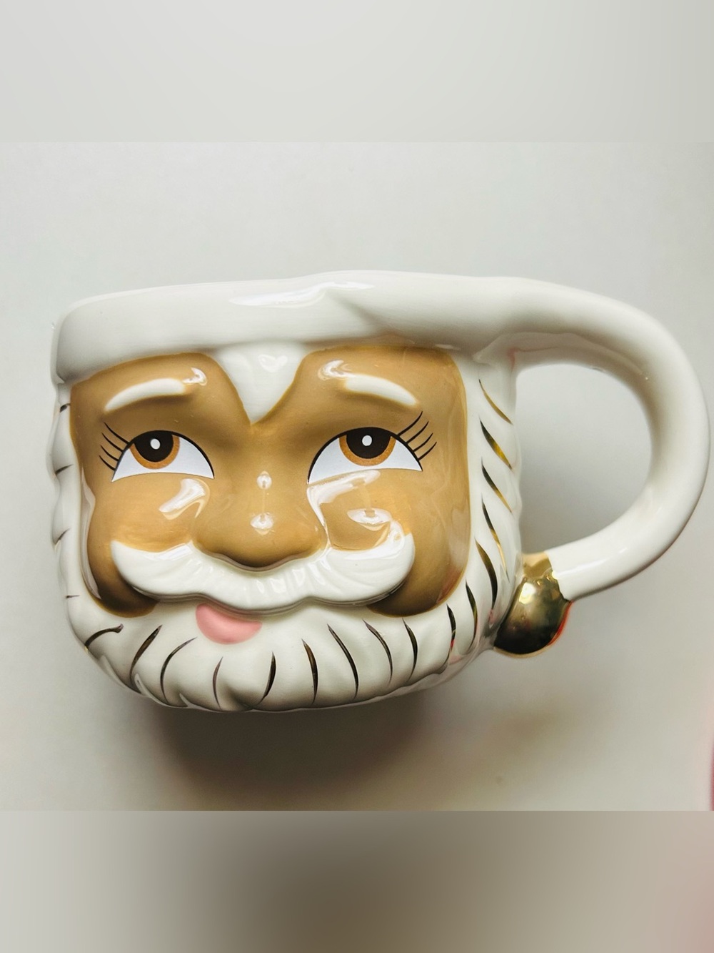 Anthropologie Glitterville Papa Noel Mug Ceramic Winking Santa Christmas